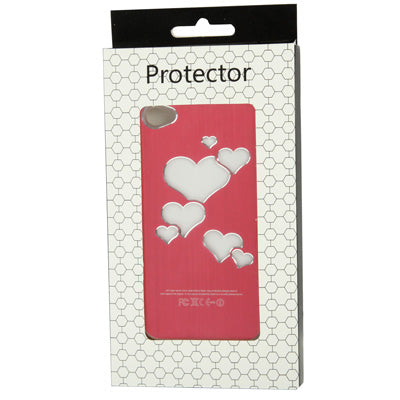 Hollow Heart Pattern LED Changed Sense Flash Light Effect Pasting Metal Plastic Case for iPhone 4 & 4S