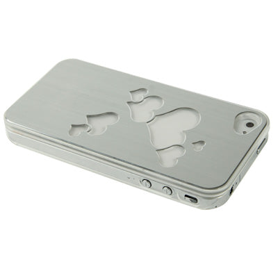 Hollow Heart Pattern LED Changed Sense Flash Light Effect Pasting Metal Plastic Case for iPhone 4 & 4S