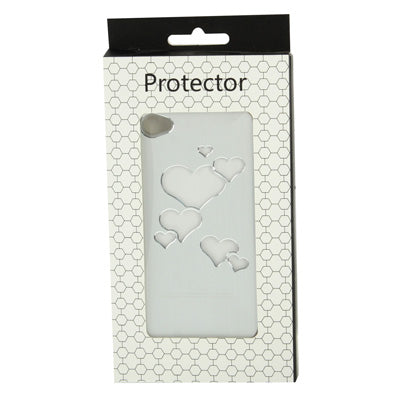 Hollow Heart Pattern LED Changed Sense Flash Light Effect Pasting Metal Plastic Case for iPhone 4 & 4S