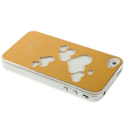 Hollow Heart Pattern LED Changed Sense Flash Light Effect Pasting Metal Plastic Case for iPhone 4 & 4S