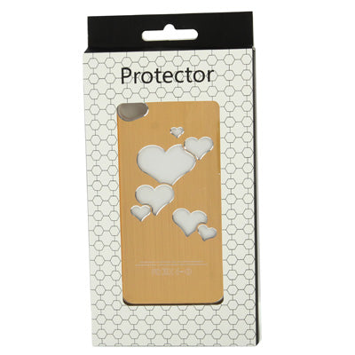 Hollow Heart Pattern LED Changed Sense Flash Light Effect Pasting Metal Plastic Case for iPhone 4 & 4S