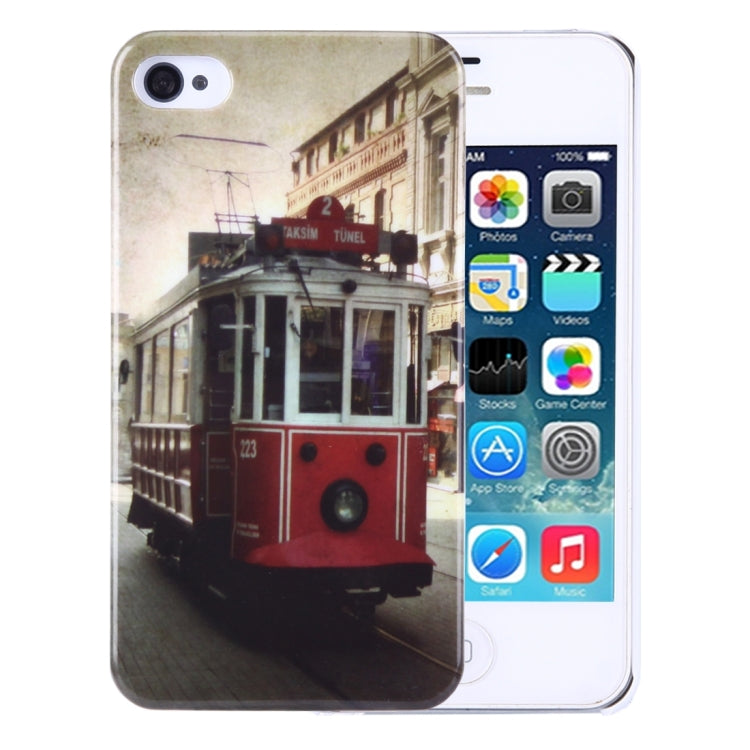 For iPhone 4 & 4S London Street Series Train Pattern Plastic Case