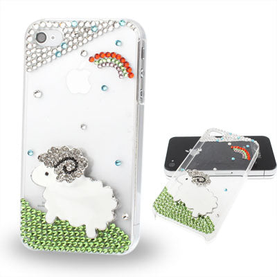 Little Lamb Style Handmade Diamond Encrusted Shell for iPhone 4 & 4S