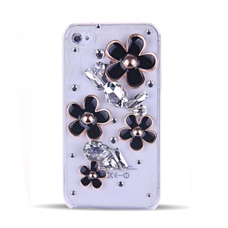 3D Flower Design Handmade Diamond Encrusted Crystal Case for iPhone 4 & 4S