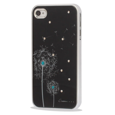 Dandelion Pattern Diamond Encrusted Plastic Hard Case for iPhone 4 & 4S
