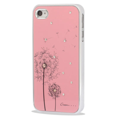 Dandelion Pattern Diamond Encrusted Plastic Hard Case for iPhone 4 & 4S