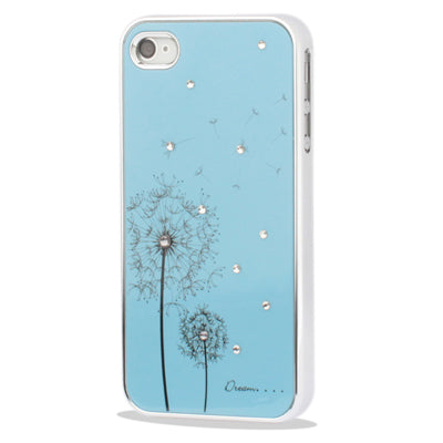 Dandelion Pattern Diamond Encrusted Plastic Hard Case for iPhone 4 & 4S