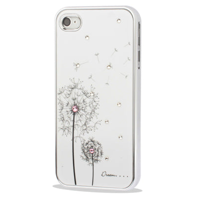 Dandelion Pattern Diamond Encrusted Plastic Hard Case for iPhone 4 & 4S