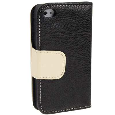 Diamond Encrusted Litchi Texture Horizontal Flip Leather Case with Credit Card Slots for iPhone 4 & 4S