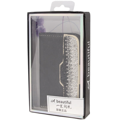 Diamond Encrusted Litchi Texture Horizontal Flip Leather Case with Credit Card Slots for iPhone 4 & 4S