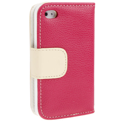 Diamond Encrusted Litchi Texture Horizontal Flip Leather Case with Credit Card Slots for iPhone 4 & 4S