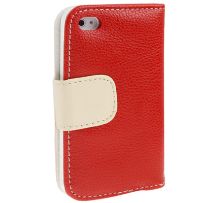 Diamond Encrusted Litchi Texture Horizontal Flip Leather Case with Credit Card Slots for iPhone 4 & 4S