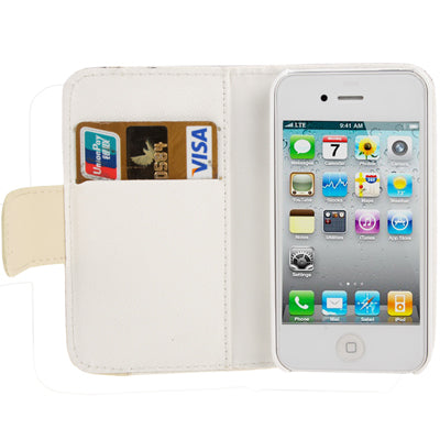 Diamond Encrusted Litchi Texture Horizontal Flip Leather Case with Credit Card Slots for iPhone 4 & 4S