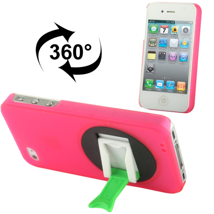 Translucent Frosted Plastic Case with 360 Degree Rotation Angle Adjustment Viewing Holder for iPhone 4 & 4S