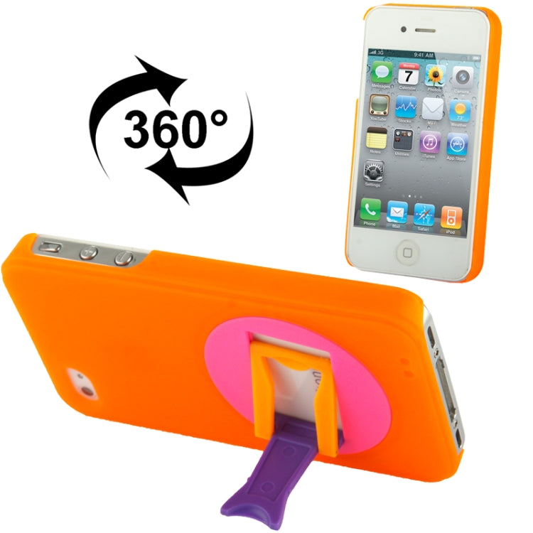 Translucent Frosted Plastic Case with 360 Degree Rotation Angle Adjustment Viewing Holder for iPhone 4 & 4S