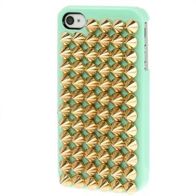 Golden Punk Pyramid Studded Design Studs Rivet Hard Back Case for iPhone 4 & 4S