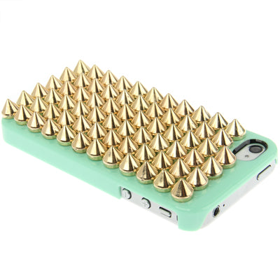 Golden Punk Pyramid Studded Design Studs Rivet Hard Back Case for iPhone 4 & 4S