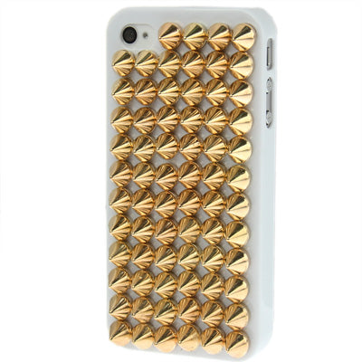 Golden Punk Pyramid Studded Design Studs Rivet Hard Back Case for iPhone 4 & 4S