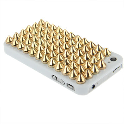 Golden Punk Pyramid Studded Design Studs Rivet Hard Back Case for iPhone 4 & 4S