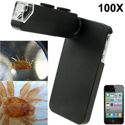 100X Zoom Digital Cell Phone Microscope Maginifier + Back Cover for iPhone 4 & 4S(Black)