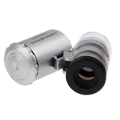 60X Mini Digital Microscope Magnification with 2 LED Lights / UV Light / Plastic Case for iPhone 4 & 4S(Black)