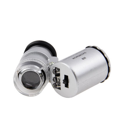 60X Mini Digital Microscope Magnification with 2 LED Lights / UV Light / Plastic Case for iPhone 4 & 4S(Black)
