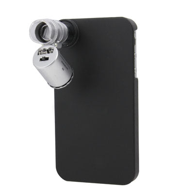 60X Mini Digital Microscope Magnification with 2 LED Lights / UV Light / Plastic Case for iPhone 4 & 4S(Black)