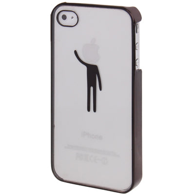 Man Pattern Ultra Thin Plating Border Transparent Plastic Case for iPhone 4 & 4S(Black)