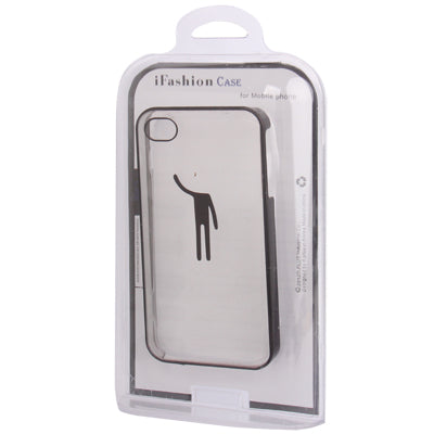 Man Pattern Ultra Thin Plating Border Transparent Plastic Case for iPhone 4 & 4S(Black)