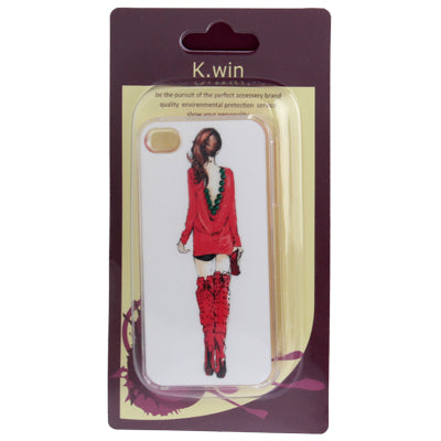 Lavender Girl Pattern Diamond Encrusted Plastic Case for iPhone 4 & 4S