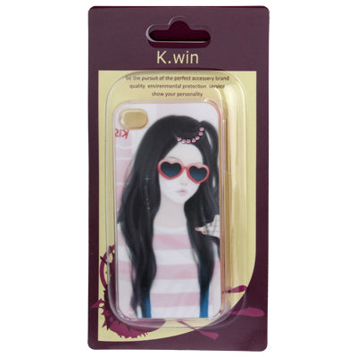 Sunglasses Girl Pattern Diamond Encrusted Plastic Case for iPhone 4 & 4S