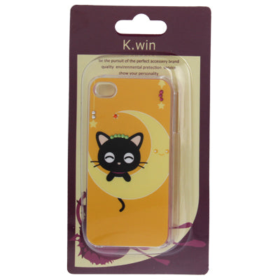 Cat Pattern Diamond Encrusted Plastic Case for iPhone 4 & 4S