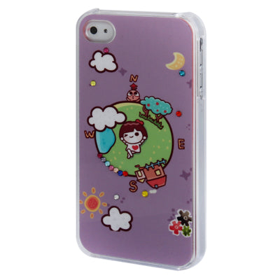 Nice Earth Pattern Diamond Encrusted Plastic Case for iPhone 4 & 4S