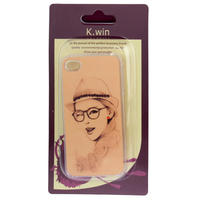 Flash Face Woman Pattern Diamond Encrusted Plastic Case for iPhone 4 & 4S