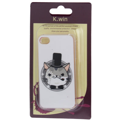 Jazz Cat Pattern Diamond Encrusted Plastic Case for iPhone 4 & 4S
