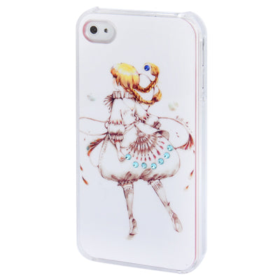 Bisyozyo Cartoon Pattern Diamond Encrusted Plastic Case for iPhone 4 & 4S