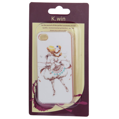 Bisyozyo Cartoon Pattern Diamond Encrusted Plastic Case for iPhone 4 & 4S
