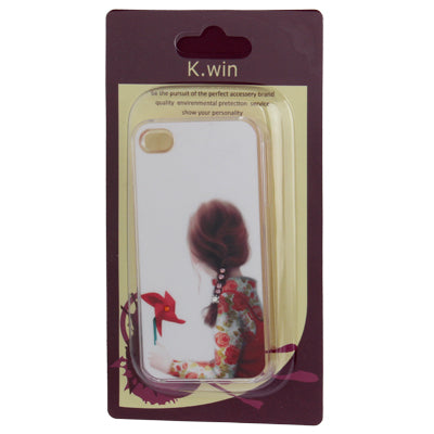 Windmill Girl Pattern Diamond Encrusted Plastic Case for iPhone 4 & 4S