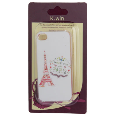 Eiffel Tower Colourful Pattern Diamond Encrusted Plastic Case for iPhone 4 & 4S