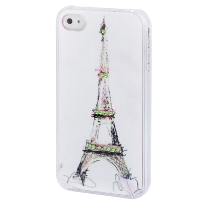Eiffel Tower Pattern Diamond Encrusted Plastic Case for iPhone 4 & 4S