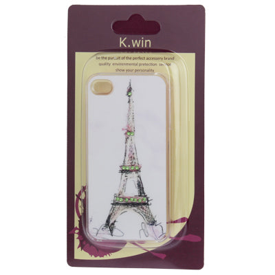 Eiffel Tower Pattern Diamond Encrusted Plastic Case for iPhone 4 & 4S