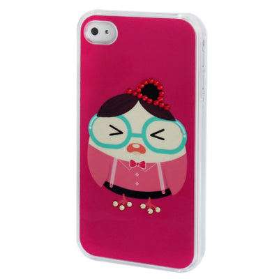 Cartoon Girl Pattern Diamond Encrusted Plastic Case for iPhone 4 & 4S