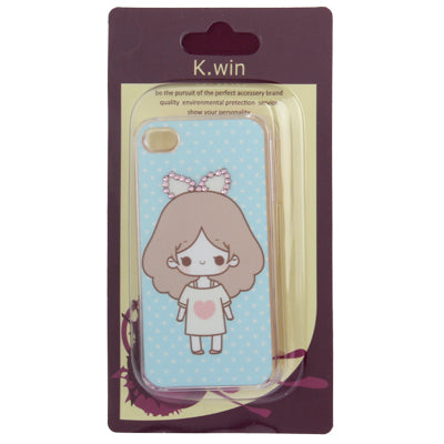 Cartoon Lovely Girl Pattern Diamond Encrusted Plastic Case for iPhone 4 & 4S