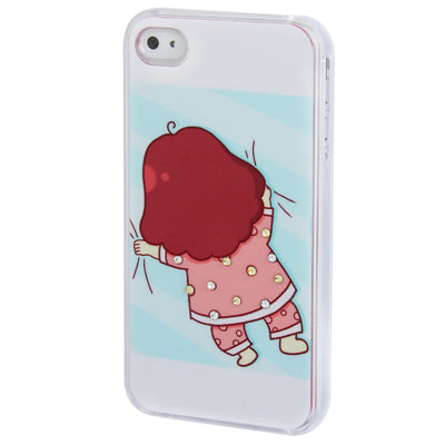 Girl on The Bed Pattern Diamond Encrusted Plastic Case for iPhone 4 & 4S