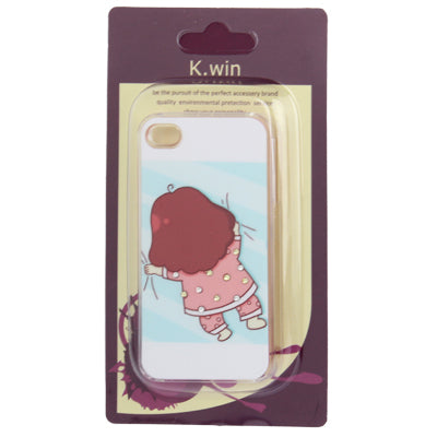 Girl on The Bed Pattern Diamond Encrusted Plastic Case for iPhone 4 & 4S