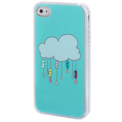 Rain Cloud Pattern Diamond Encrusted Plastic Case for iPhone 4 & 4S