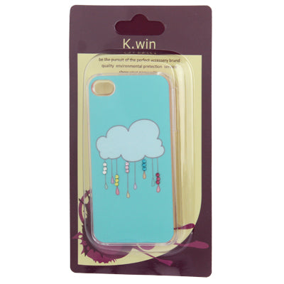 Rain Cloud Pattern Diamond Encrusted Plastic Case for iPhone 4 & 4S