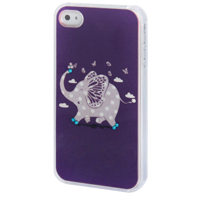Running Elephant Pattern Diamond Encrusted Plastic Case for iPhone 4 & 4S