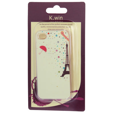 The Eiffel Tower Rainy Season Pattern Diamond Encrusted Plastic Case for iPhone 4 & 4S