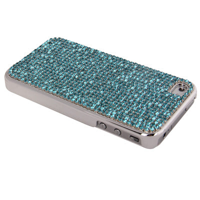 Pure Color Diamond Encrusted Plastic Case with Plating Border for iPhone 4 & 4S